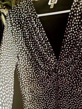 Anne Klein  V Neck top w/Rouched Front long sleeves Size M